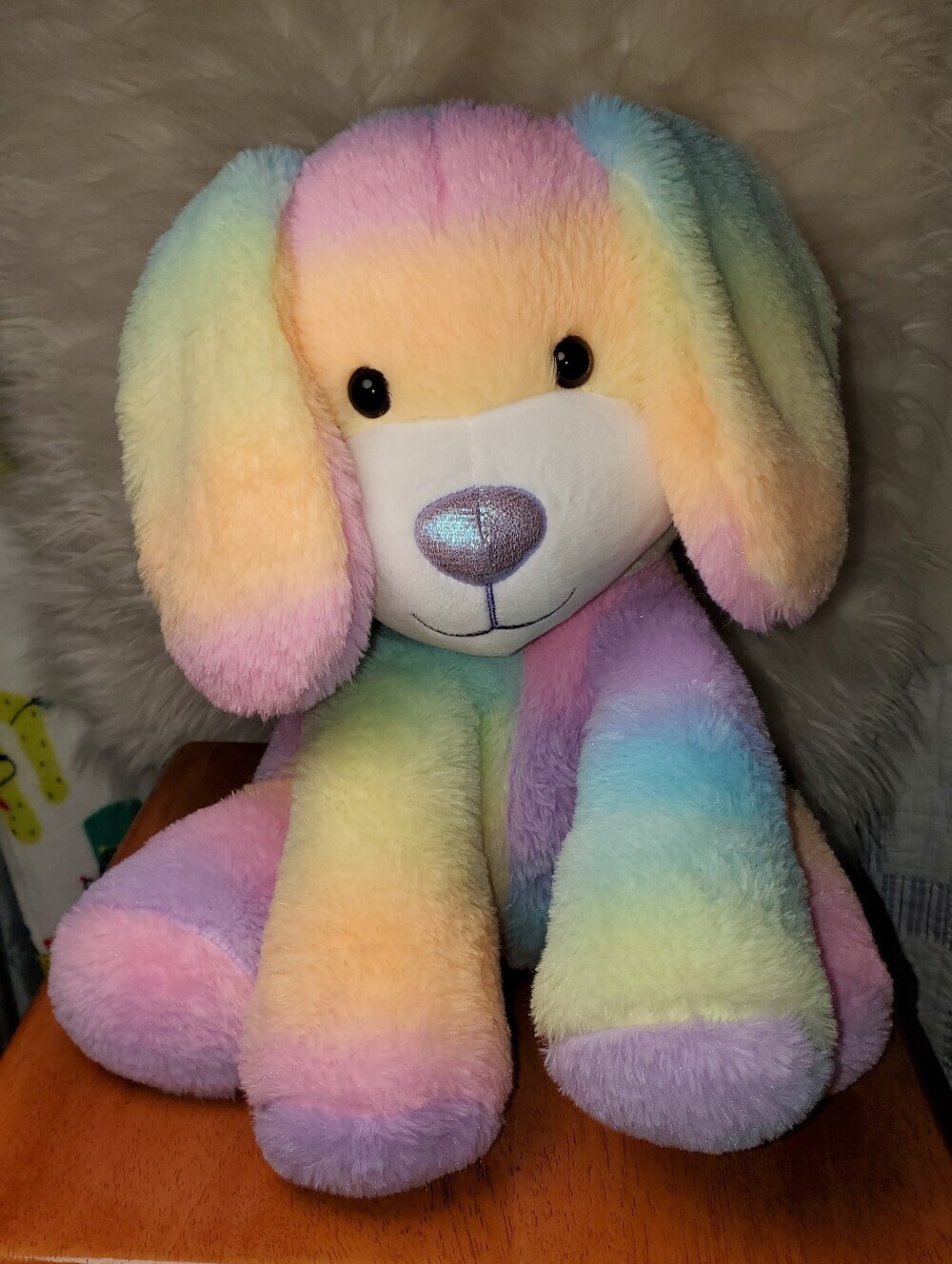Pastel Rainbow Plush Puppy Dog Stuffed Animal